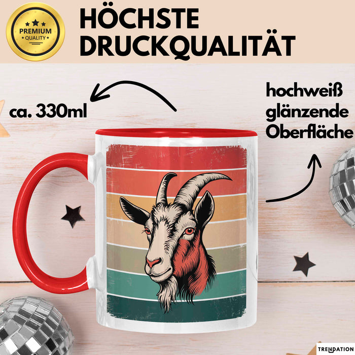 Ziegenbauer Ziegen Tier Tasse Geschenk Lustige Geschenkidee Spruch Rot Trendation