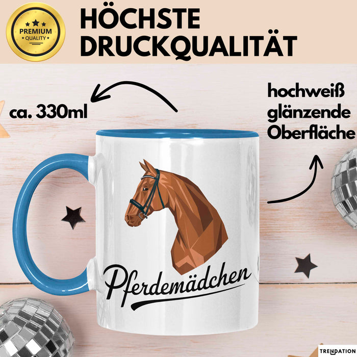 Pferde Tierliebhaber Tasse Geschenk Lustige Geschenkidee Spruch Pferdemädchen Blau Trendation