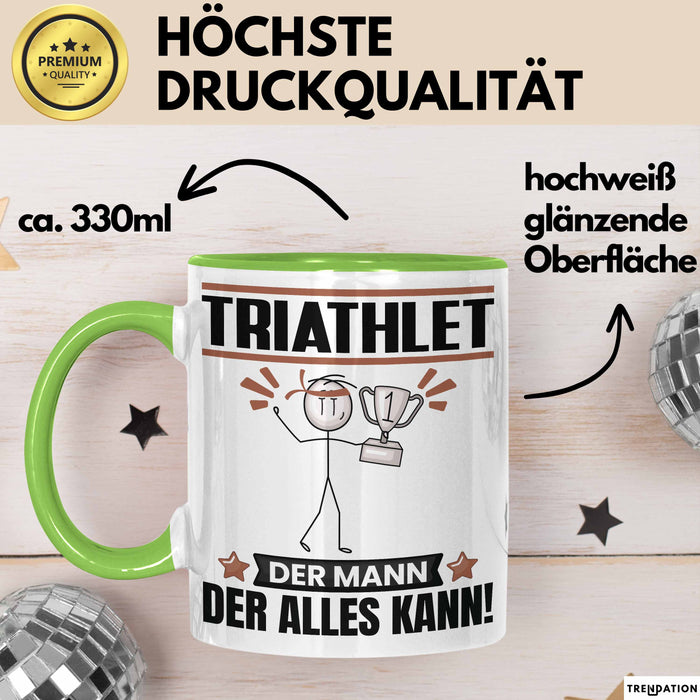 Triathlet Tasse Geschenk für Triathlet Der Mann Der Alles Kann Geschenkidee zum Geburtstag Grün Trendation