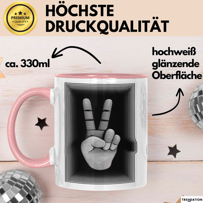 Friedenszeichen Tasse Geschenk Lustige Geschenkidee Spruch Rosa Trendation