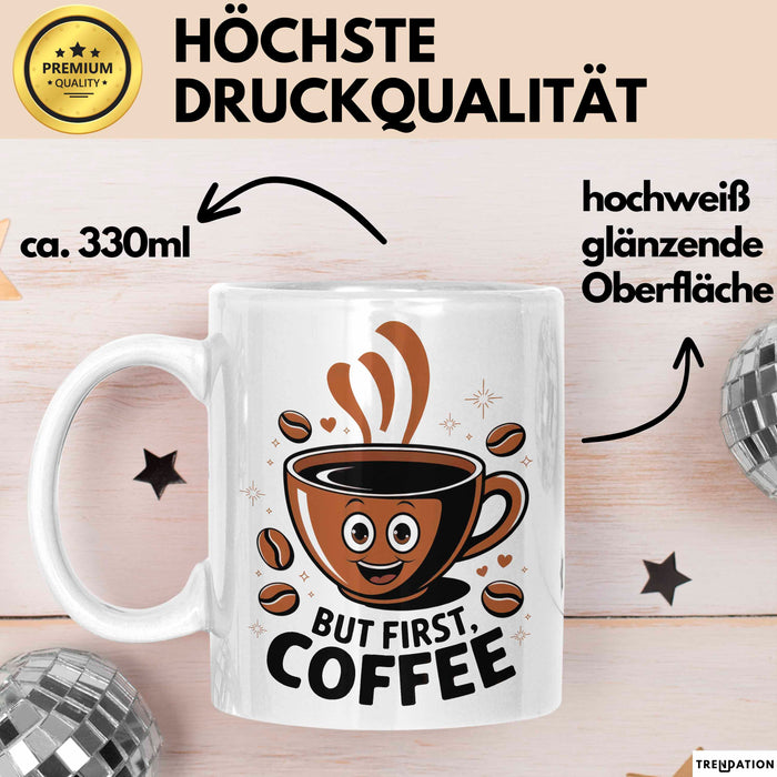 Kaffee Süchtiger Tasse Geschenk Lustige Geschenkidee Spruch Für Koffein Liebhaber Weiß Trendation
