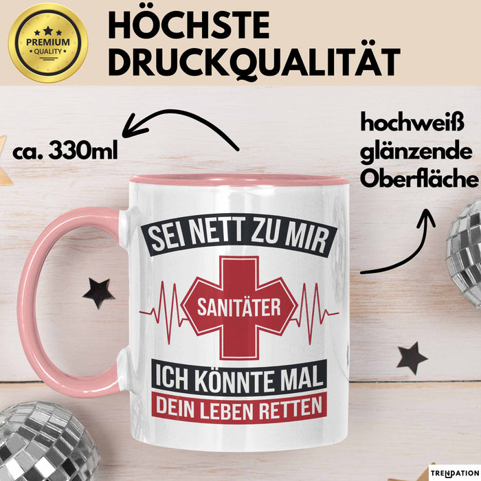 Sanitäter Tasse Geschenk Rettet Leben Notfalldienst Tasse Rosa Trendation