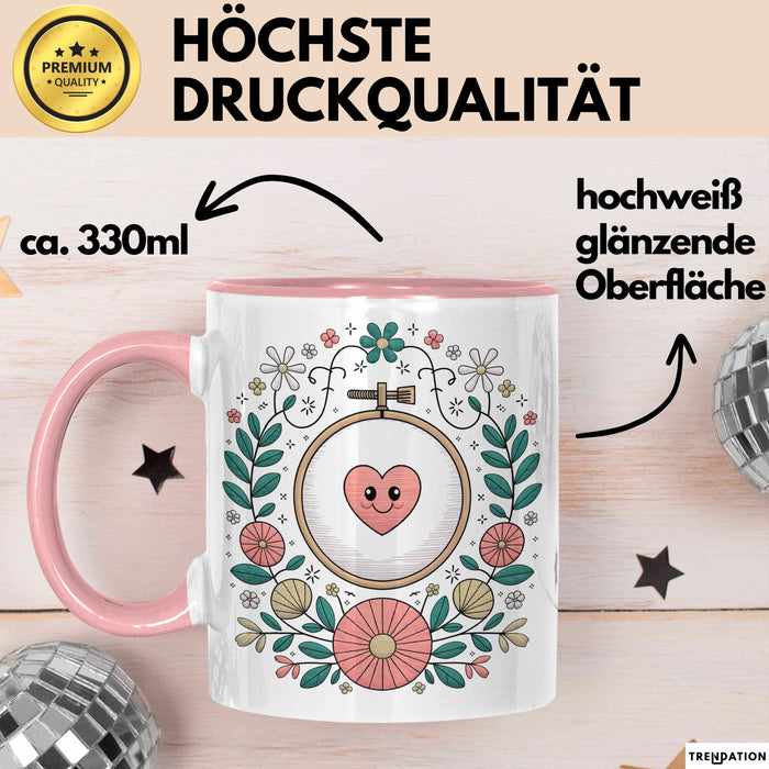 Stickerei Liebhaber Tasse Geschenk Lustige Geschenkidee Spruch Für Stich Künstler Rosa Trendation