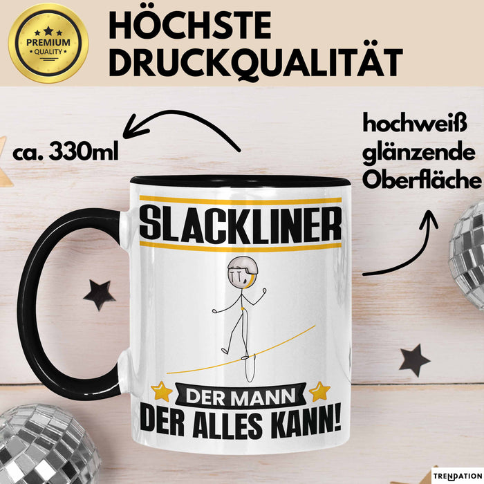 Slackliner Tasse Geschenk für Slackliner Der Mann Der Alles Kann Geschenkidee zum Geburtstag Schwarz Trendation