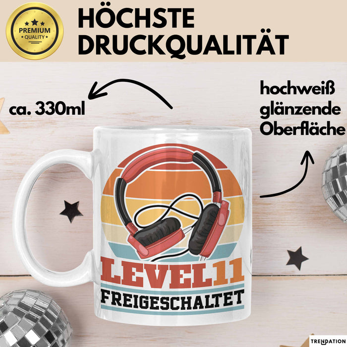 Level 11 Freigeschaltet Tasse Geschenk Gamer 11. Geburtstag Weiß Trendation