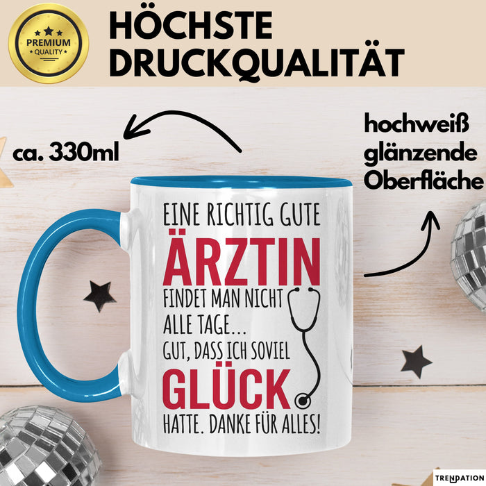 Aerztin Tasse Geschenk Eine Richtig Gute Aerztin Danke Geschenkidee Beruf Blau Trendation