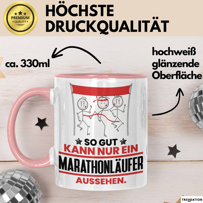 Marathonläufer Geschenk Tasse So Gut Kann Nur Ein Marathonläufer Aussehen Geschenkidee Kaffee-Becher Rosa Trendation