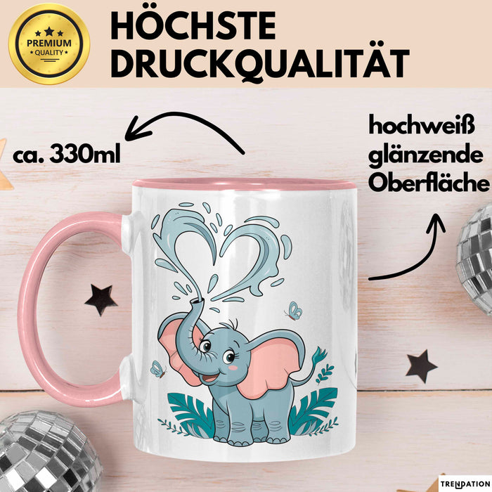 Elefantenliebhaber Tasse Geschenkidee für Wildtier Fans Rosa Trendation