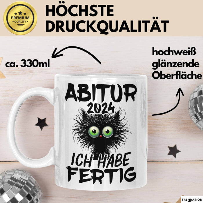 Abitur 2025 Ich Habe Fertig Geschenkidee Tasse Abi Bestanden Geschenk Prüfung Weiß Trendation