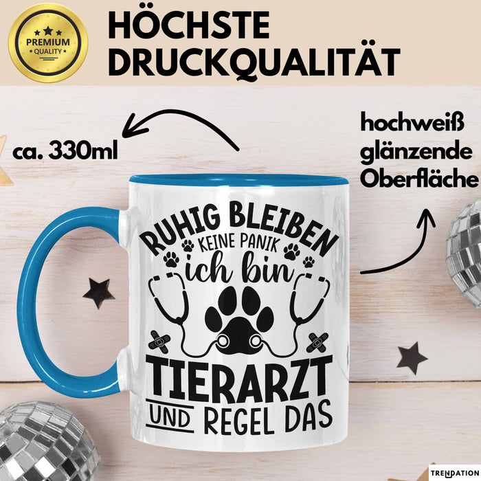 Tierarzt Tasse Geschenk Ruhig Bleiben Ich Bin Tierarzt Und Regel Das Geschenkidee Blau Trendation