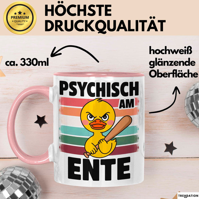 Quietscheente Tier Tasse Geschenk Lustige Geschenkidee Spruch Psychisch Am Ente Rosa Trendation