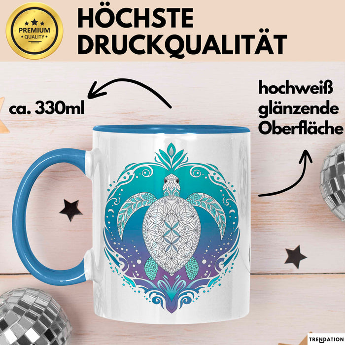 Schildkröte Tierliebhaber Tasse Geschenk Lustige Geschenkidee Spruch Schildkröten Mandala Blau Trendation
