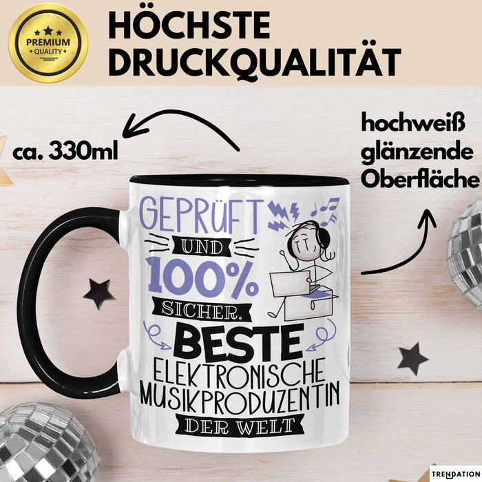 Beste Elektronische Musikproduzentin Der Welt Tasse Geschenk für Eine Elektronische Musikproduzentin Geprüft Und Sicher Geschenkidee Geburtstag Weihnachten Trendation