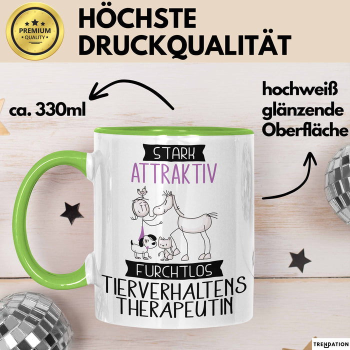 Tierverhaltenstherapeutin Tasse Geschenk Becher Stark Attraktiv Furchtlos Tierverhaltenstherapeutin Lustige Geschenkidee Grün Trendation