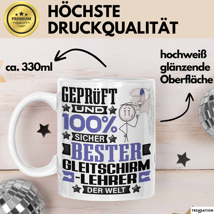 Gleitschirmlehrer Geschenk Lustiger Spruch für Gleitschirmlehrer Geschenkidee Bester Gleitschirmlehrer Der Welt Weiß Trendation