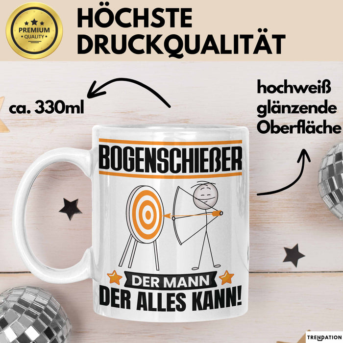 Bogenschießer Tasse Geschenk für Bogenschießer Der Mann Der Alles Kann Geschenkidee zum Geburtstag Weiß Trendation