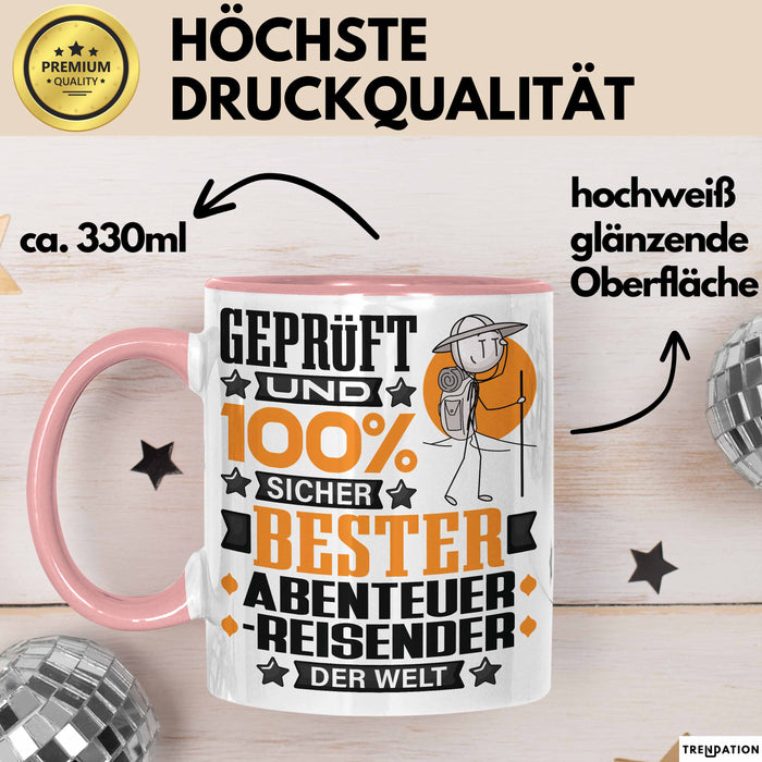 Abenteurreisender Geschenk Lustiger Spruch für Abenteurreisender Geschenkidee Bester Abenteurreisender Der Welt Rosa Trendation