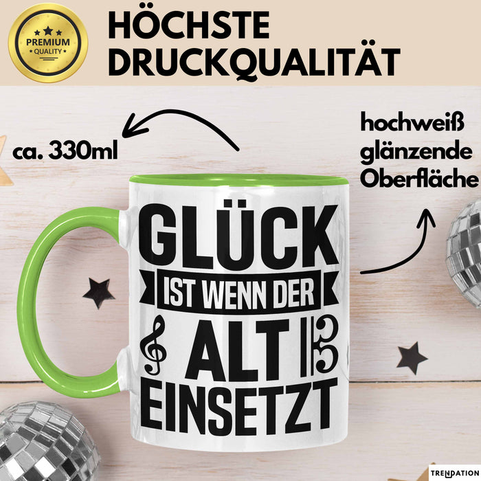 Glück Wenn Alt Einsetzt Chor Chorprobe Singen Sänger Musiker Tasse Grün Trendation