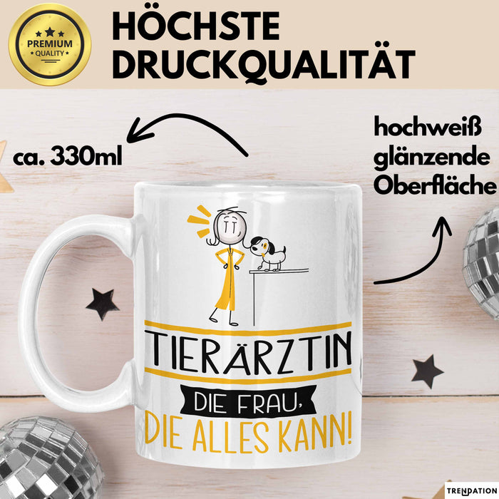 Tierärztin Geschenk Tasse Becher Die Frau Die Allen Kann Geschenkidee für eine Tierärztin Lustig Weiß Trendation