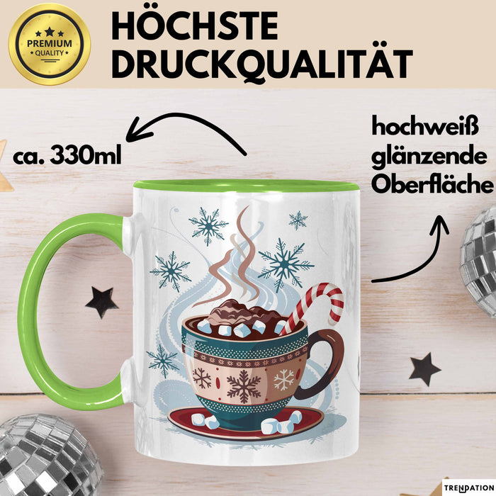 Winterzeit Tasse Geschenkidee für Schneeliebhaber Grün Trendation