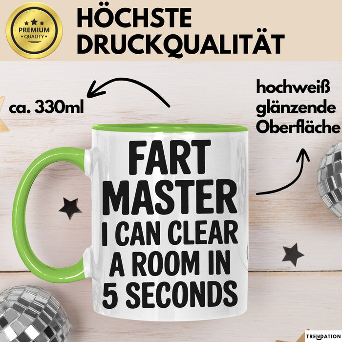 Furz Tasse Geschenk Fart Master I Can Clear A Room Geschenkidee Lustig Grün Trendation