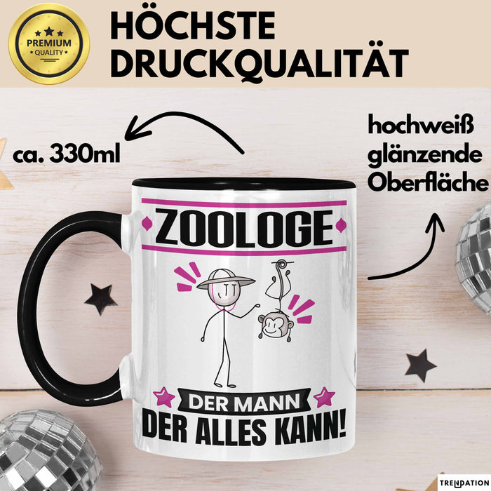 Zoologe Tasse Geschenk für Zoologe Der Mann Der Alles Kann Geschenkidee zum Geburtstag Schwarz Trendation