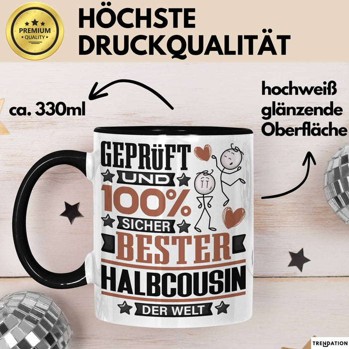 Halbcousin Geschenk Lustiger Spruch für Halbcousin Geschenkidee Bester Halbcousin Der Welt Schwarz Trendation