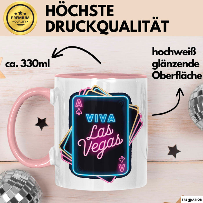 Las Vegas Nevada USA Tasse Geschenk Lustige Geschenkidee Spruch Viva Las Vegas Rosa Trendation