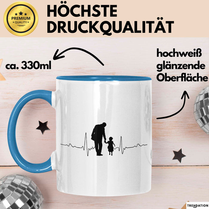 Papa Vatertag Vater Sohn Tasse Becher Geschenk Lustige Geschenkidee Spruch Herzschlag Von Vater Und Sohn Blau Trendation