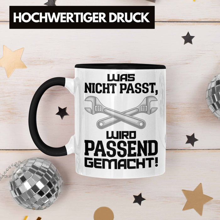 Trendation - Handwerker Tasse mit Spruch Geschenke für Handwerk Kaffeebecher KFZ Mechaniker Mechatroniker Schwarz Trendation
