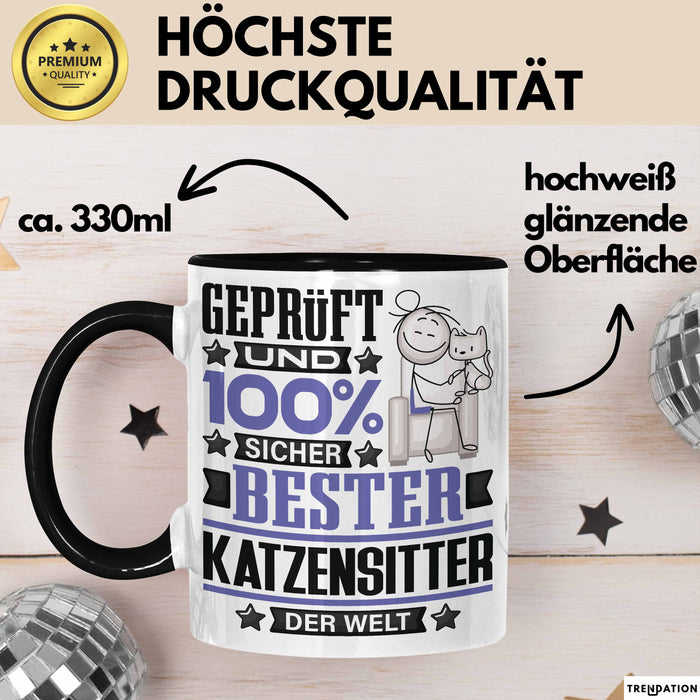 Katzensitter Geschenk Lustiger Spruch für Katzensitter Geschenkidee Bester Katzensitter Der Welt Schwarz Trendation