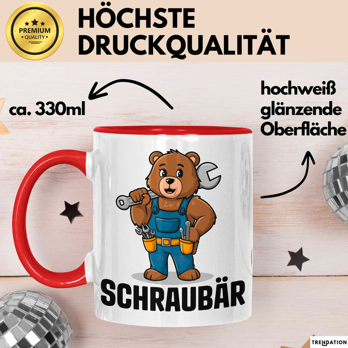 Auto Kfz Mechaniker Tasse Geschenk Lustige Geschenkidee Spruch Schraubar Rot Trendation
