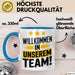 Office Arbeitskollege Tasse Geschenk Lustige Geschenkidee Spruch Willkommen In Unserem Team Blau Trendation