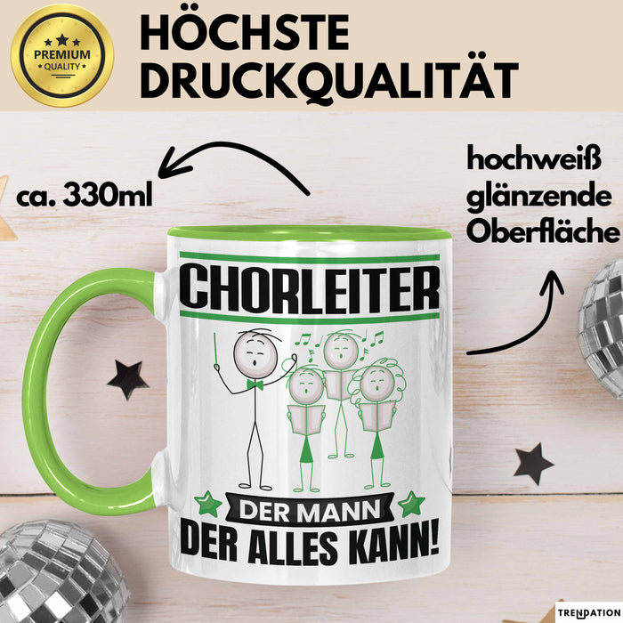 Chorleiter Tasse Geschenk für Chorleiter Der Mann Der Alles Kann Geschenkidee zum Geburtstag Grün Trendation