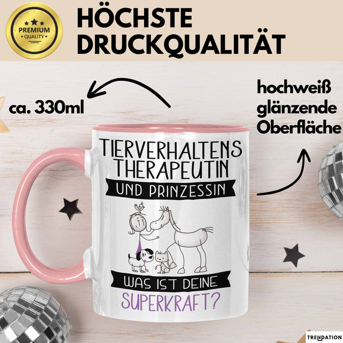Tierverhaltenstherapeutin Und Prinzessin Tasse Geschenk Für Eine Tierverhaltenstherapeutin Geburtstag Was Ist Deine Superkraft Rosa Trendation