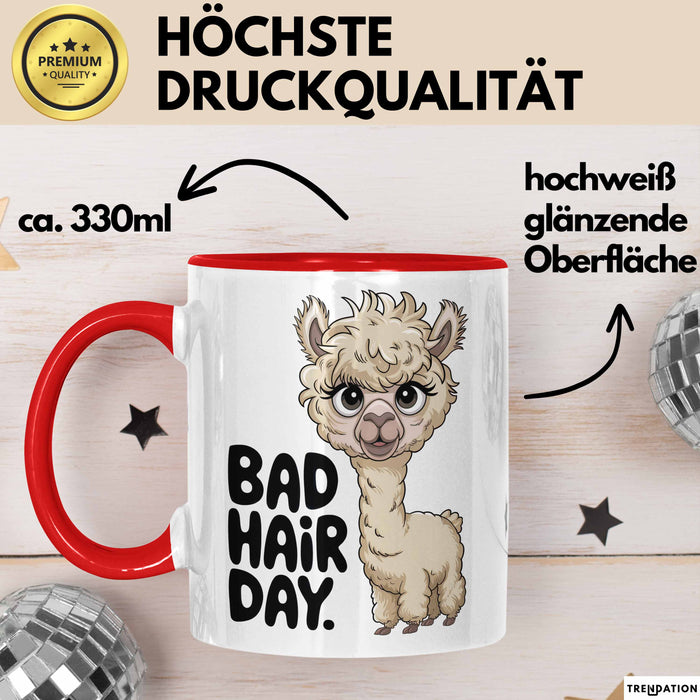 Alpaka Liebhaber Tasse Geschenkidee für Tierfreunde Rot Trendation