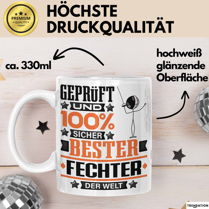 Fechter Geschenk Lustiger Spruch für Fechter Geschenkidee Bester Fechter Der Welt Weiß Trendation