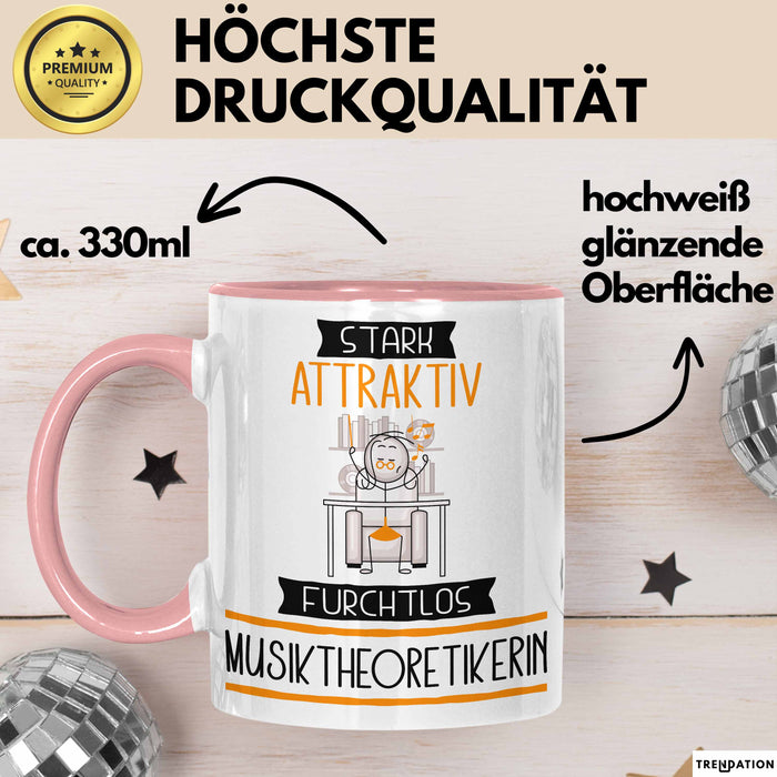 Musiktheoretikerin Tasse Geschenk Becher Stark Attraktiv Furchtlos Musiktheoretikerin Lustige Geschenkidee Rosa Trendation