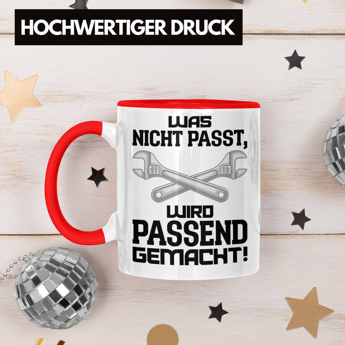 Trendation - Handwerker Tasse mit Spruch Geschenke für Handwerk Kaffeebecher KFZ Mechaniker Mechatroniker Rot Trendation