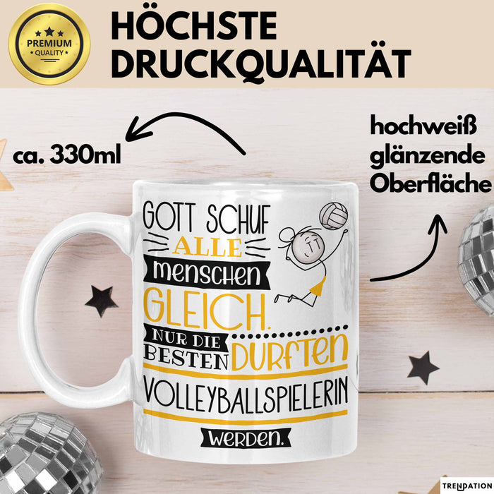 Volleyballspielerin Geschenk Becher Tasse Gott Schuf Alle Menschen Gleich Nur Die Besten Durfeten Volleyballspielerin Werden Geschenkidee Lustig Weiß Trendation