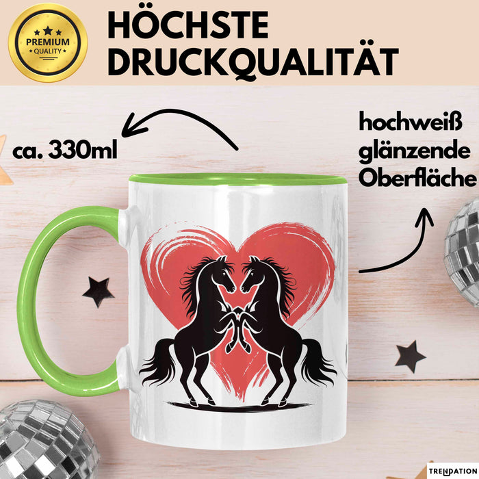 Pferd Tier Herz Tasse Geschenk Lustige Geschenkidee Spruch Grün Trendation