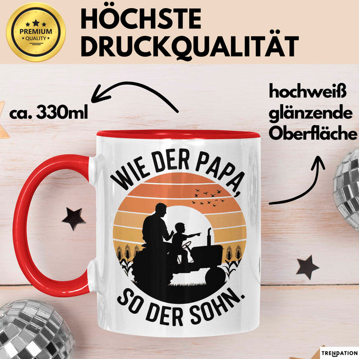 Papa Vatertag Vater Sohn Tasse Becher Geschenk Lustige Geschenkidee Spruch Wie Der Papa So Der Sohn Rot Trendation