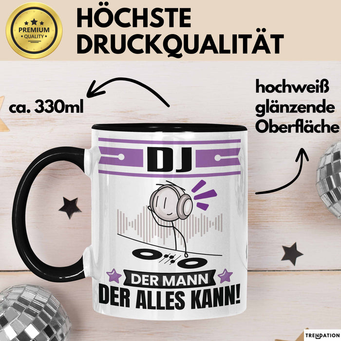 DJ Tasse Geschenk für DJ Der Mann Der Alles Kann Geschenkidee zum Geburtstag Schwarz Trendation