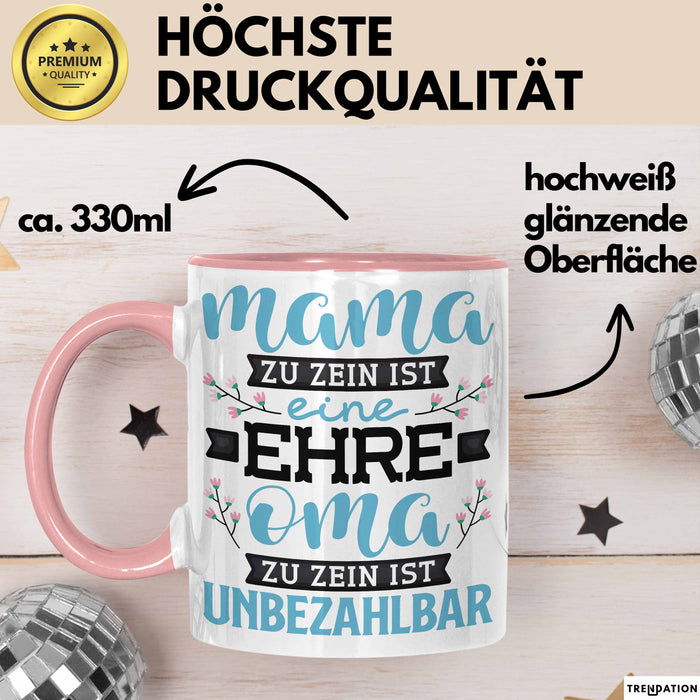 Unbezahlbare Oma Tasse Geschenk Muttertag Spruch Liebevoll Rosa Trendation
