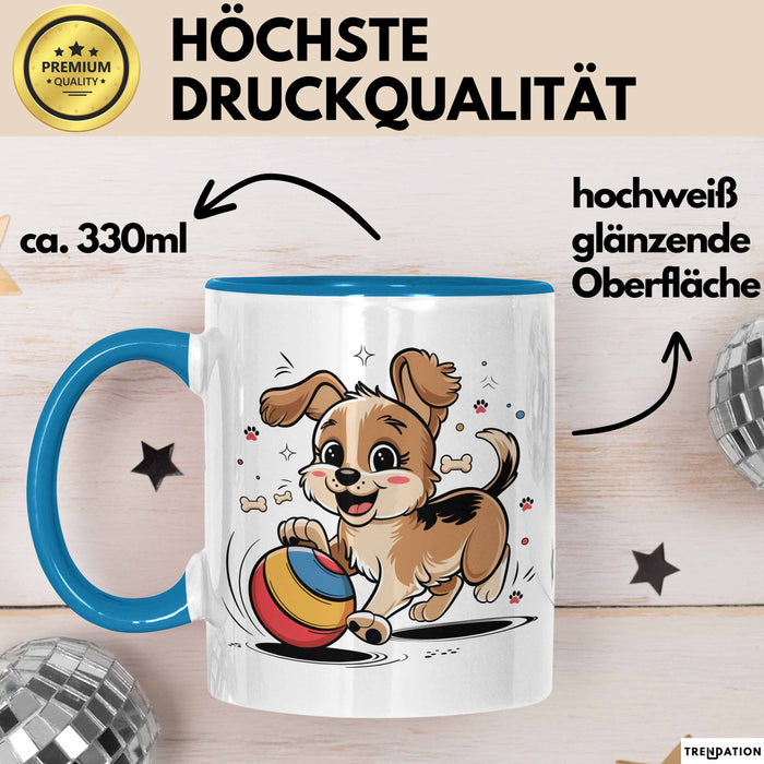 Hunde Liebhaber Tasse Geschenkidee für Hundefreunde Blau Trendation