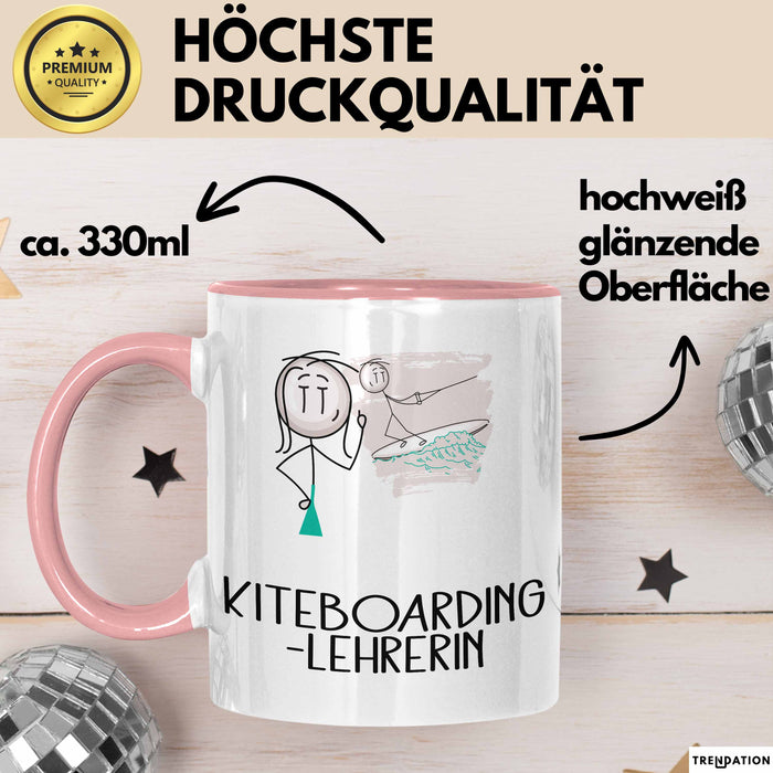 Geschenk für Kiteboarding-Lehrerin Tasse Lustige Geschenkidee Geburtstag Ich Bin Kiteboarding-Lehrerin Ich Darf Das Rosa Trendation