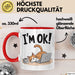 Katzen Tasse Geschenk Im Ok Lustige Geschenkidee Stress Burnout Rot Trendation