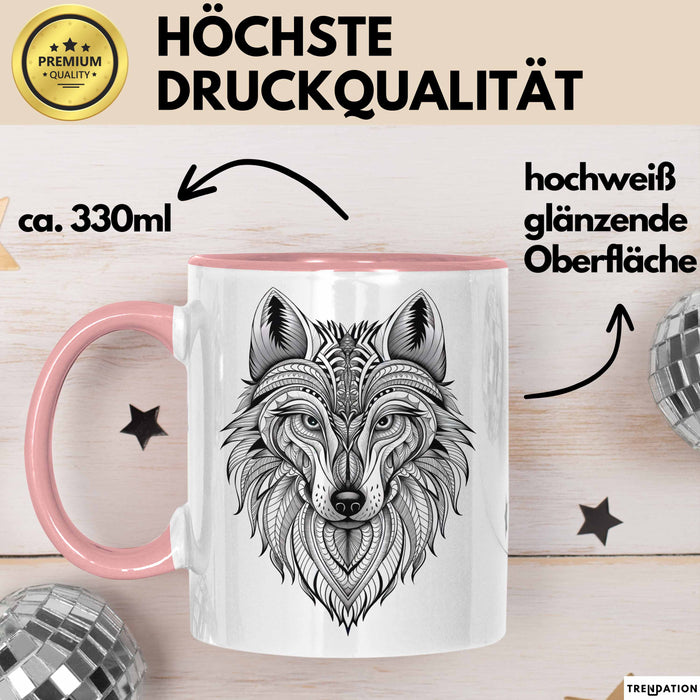 Wolf Tasse Geschenk Wolf für Wildtierliebhaber Rosa Trendation