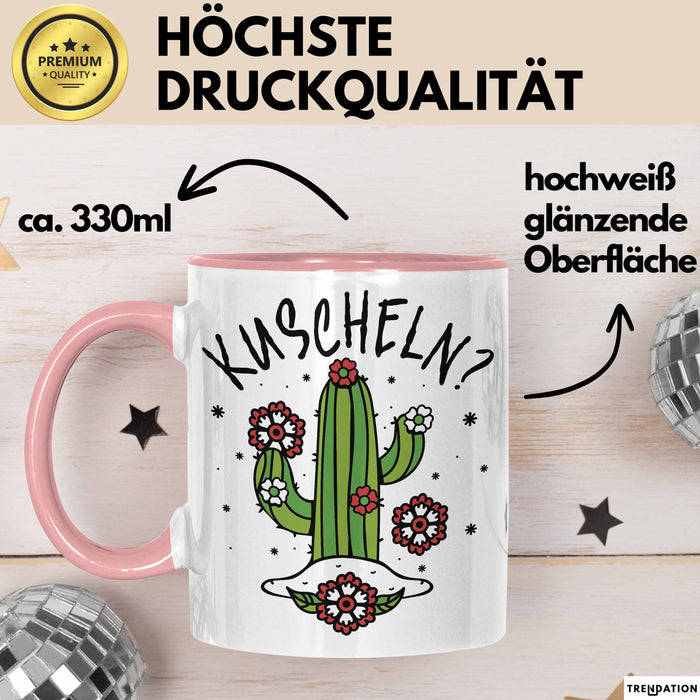 Kaktus Tasse Geschenk Kuscheln Sarkasmus Humor Geschenkidee Kaffee-Becher Kaktus-Liebhaber Frauen Rosa Trendation