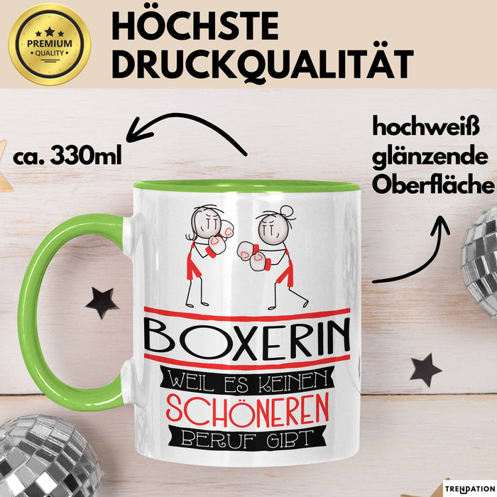 Boxerin Weil Es Keinen Schöneren Beruf Gibt Tasse Geschenk für Eine Boxerin Lustig Grün Trendation